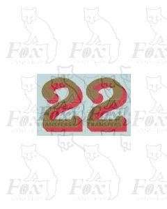 (14.75mm high) Gold/red shadow - 1 pair number 2