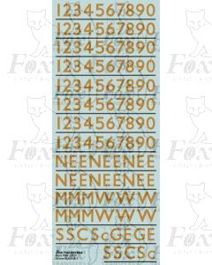 BR British Railways Coach Numbering Old Gold 