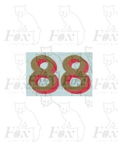 (14.75mm high) Gold/red shadow - 1 pair number 8