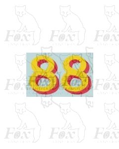 (12.25mm high) Yellow/red shadow - 1 pair number 8