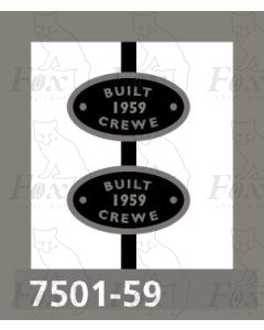 BR Loco worksplates Crewe 1959