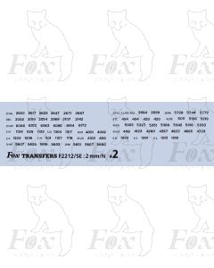 SOUTHERN ELECTRIC UNIT Numbersets for Blue stock with yellow ends 2 sheets)