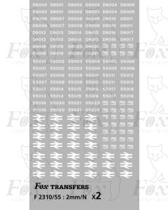 Class 55 Pre-TOPS D numbersets AND TOPS numbering - fully made up, white