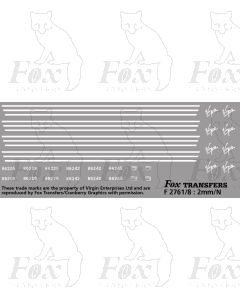 Virgin Class 86 Locomotive Logos, Lining/TOPS Numbersets