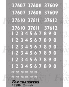 DRS Class 37 Loco TOPS numbersets
