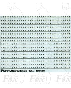 Rail Alphabet and Numerals (75mm prototype black) 0.98mm high
