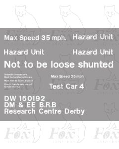 Departmental Brandings - DW 150192 Test Car 4 (2 sheets)