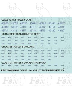 GNER HST/Mk3 TOPS Numbersets