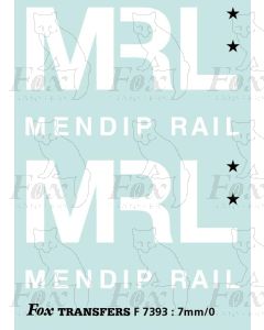 MRL Mendip Rail composite loco logo/number stars