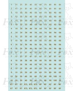 Gold Fleet numbers - RT, RTL S RF plus pairs 01-100