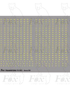 BR Cream fleet numbers and alphabets