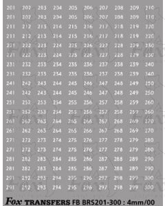 BRS FLEET NUMBERS - white 201-300