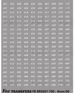 BRS FLEET NUMBERS - white 601-700