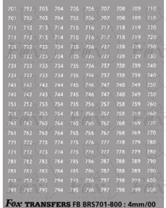 BRS FLEET NUMBERS - white 701-800