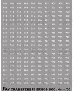 BRS FLEET NUMBERS - white 901-1000