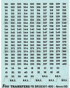 BRS FLEET NUMBERS - black 301-600