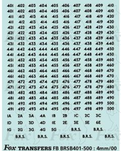 BRS FLEET NUMBERS - in black 401-500