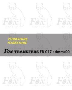 FLEETNAMES - YORKSHIRE 