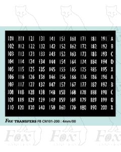 Route Numbersets Condensed - white on black 101-200