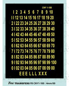 Route Numbersets large yellow 1-100