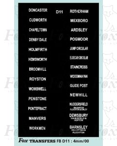 DESTINATION SCREENS - YORKSHIRE TRACTION