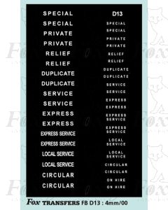 DESTINATION SCREENS - SPECIAL PRIVATE DUPLICATE CIRCULAR ETC