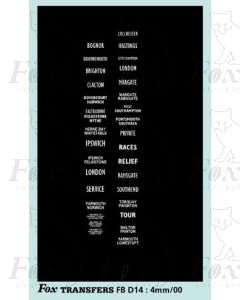 DESTINATION SCREENS - SOUTH & EAST COAST DESTINATIONS