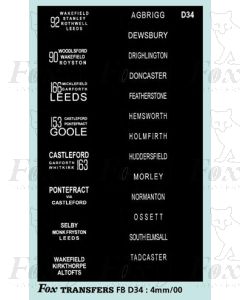 DESTINATION SCREENS - WEST RIDING