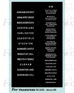 DESTINATION SCREENS - DURHAM DISTRICT