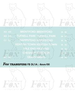 BRANCH NAMES - BRENTFORD, TUFNELL PARK, HAMPSTEAD, KENTISH TOWN, MILE END, CHESHAM GRAYS