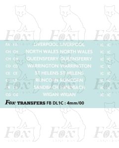 BRANCH NAMES - LIVERPOOL, NORTH WALES, QUEENSFERRY, WARRINGTON, ST HELENS, RUNCORN, SANDBACH, WIGAN