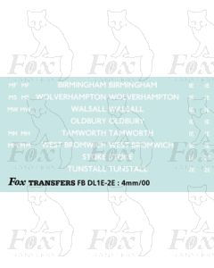 BRANCH NAMES - BIRMINGHAM, WOLVERHAMPTON, WALSALL, OLDBURY, TAMWORTH, WEST BROMWICH, STOKE, TUNSTAL