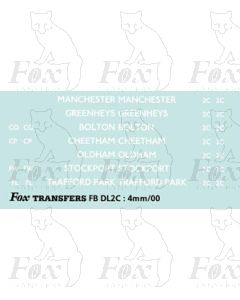 BRANCH NAMES - MANCHESTER, GREENHEYS, TRAFFORD PARK, BOLTON, CHEETHAM, OLDHAM, STOCKPORT