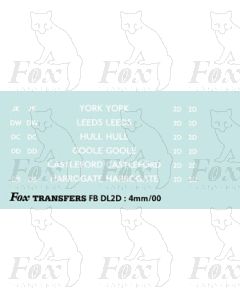 BRANCH NAMES - YORK, LEEDS, HULL, GOOLE, CASTLEFORD, HARROGATE