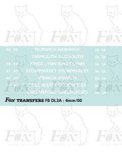 BRANCH NAMES - NORWICH, YARMOUTH, KINGS LYNN, STOWMARKET, IPSWICH, COLCHESTER, CHELMSFORD