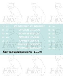 BRANCH NAMES - SCUNTHORPE, LINCOLN, BOSTON, NEWARK, GRIMSBY, BARNSLEY, WORKSOP