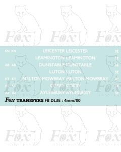 BRANCH NAMES - LEICESTER, LEAMINGTON, DUNSTABLE, LUTON, MELTON MOWS, CORBY, AYLESBURY