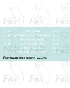 BRANCH NAMES - DERBY, NOTTINGHAM, RIDDINGS, BURTON, CARFAX, MANSFIELD