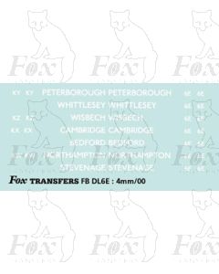 BRANCH NAMES - PETERBOROUGH, WHITTLESEY, WISBECH, CAMBRIDGE, BEDFORD, NORTHAMPTON, STEVENAGE