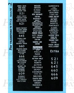 TROLLEYBUS ROUTE BLIND SET for 521, 621, 645, 660, 666 and 609