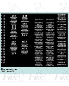 TROLLEYBUS ROUTE BLIND SET for 513, 613, 517, 617, 611, 615, 639, 627, 653