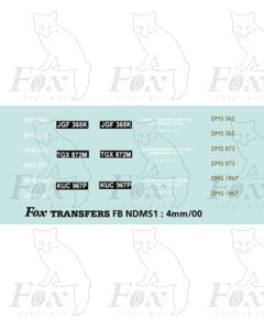LONDON TRANSPORT - 3 DMS 365, 872, 1967- Legal Lettering Set
