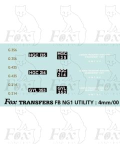 LONDON TRANSPORT - 3 G Utility G 356, 214, 435 - Legal Lettering set