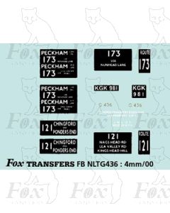 LONDON TRANSPORT - G 436 set includes routes 121 & 173 - Legal Lettering set