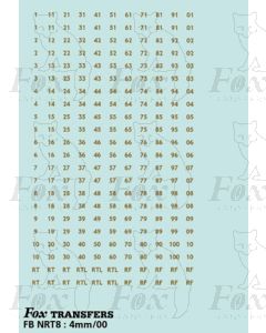 Gold Fleet numbers - RT, RTL S RF plus pairs 01-100