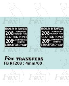 DESTINATION SCREENS - BROMLEY BY BOW - CLAPTON - STRATFORD 