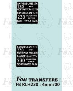 DESTINATION SCREENS - RAYNERS LANE - NORTHWICK PARK 