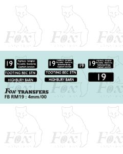 DESTINATION SCREENS - TOOTING BEC STN - HIGHBURY BARN
