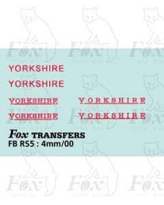 FLEETNAME SET - YORKSHIRE 3 pairs & sizes, red