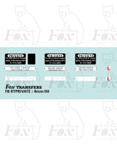 DESTINATION SCREENS - Lower case private blind with L plates